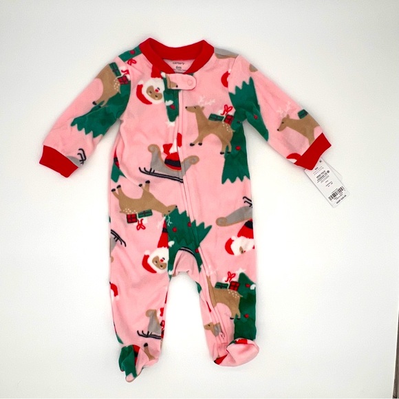 Carter's Other - NWT 🥀 6 Month Baby Pink Christmas Onesie Sleeper